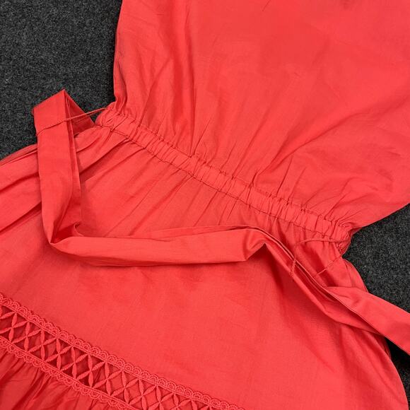 Evereve Juliana Coral Dress XS Cayenne Embroidered Lace Ruffle - Picture 12 of 16